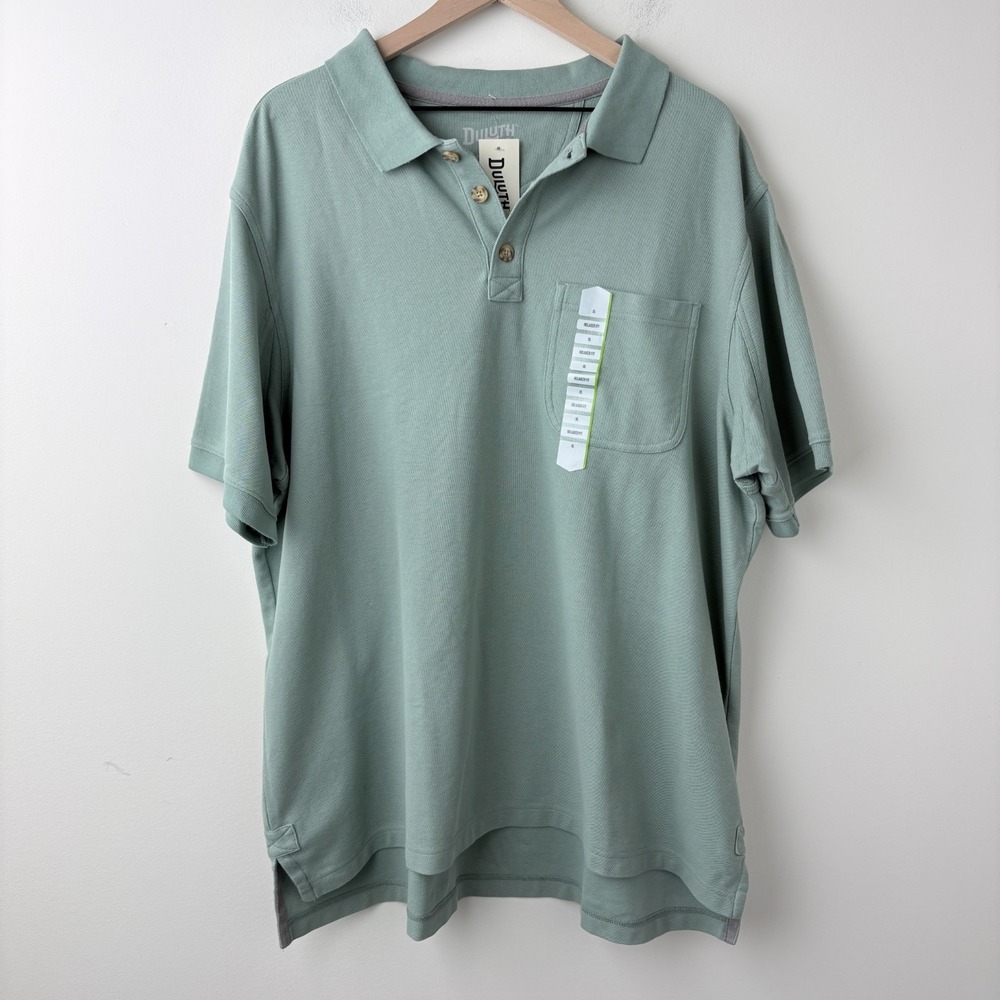 Duluth Trading Co Men's Polo Shirt XL Short Sleeve Cotton Green Casual NEW